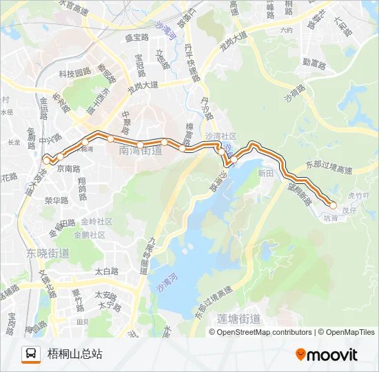 公交梧桐山假日专2号路的线路图