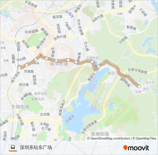 公交梧桐山假日专2号路的线路图