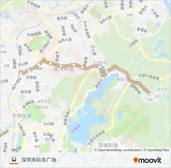 公交梧桐山假日专2号路的线路图