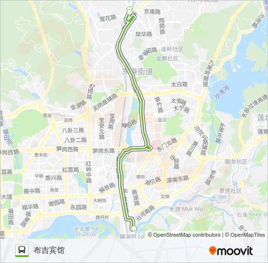 新西湖快线K545布吉线 Bus Line Map