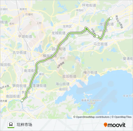 公交中旅东部快K528坑梓线路的线路图