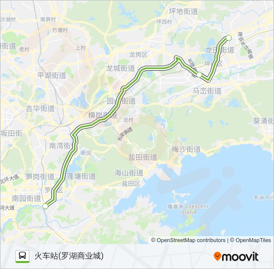 中旅东部快线K528坑梓线 Bus Line Map