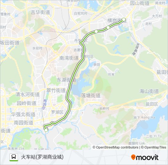 公交中旅东部快K528横岗线路的线路图