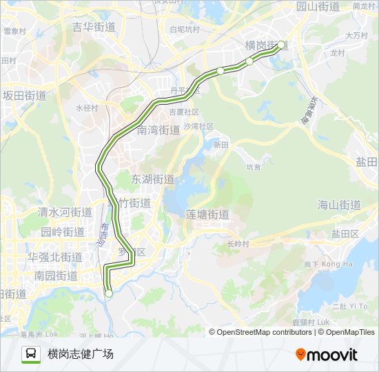 公交中旅东部快K528横岗线路的线路图