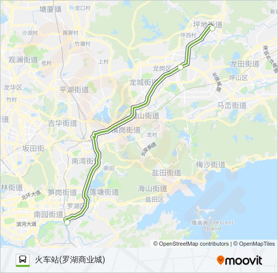 公交中旅东部快K528龙岗线路的线路图