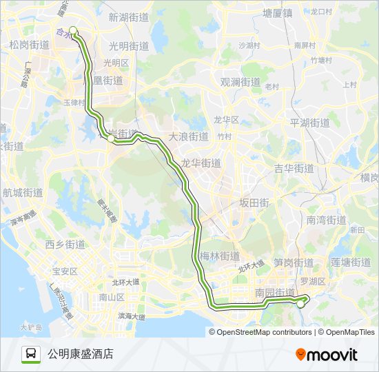 中旅东部快线K533公明线 bus Line Map