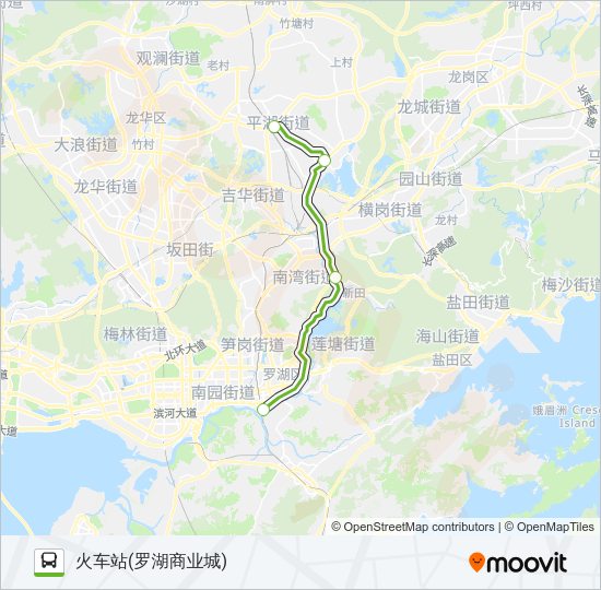 中旅东部快线K533平湖线 Bus Line Map