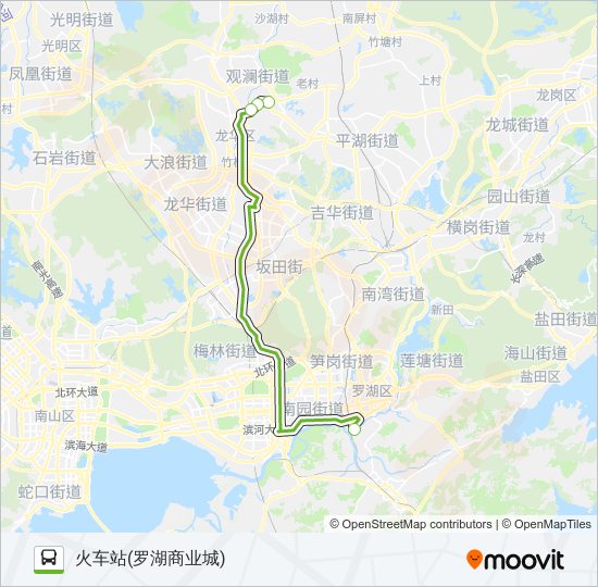 公交中旅东部快K533观澜线路的线路图