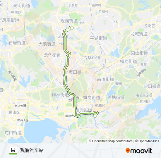 中旅东部快线K533观澜线 Bus Line Map