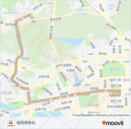 公交高峰专119号路的线路图