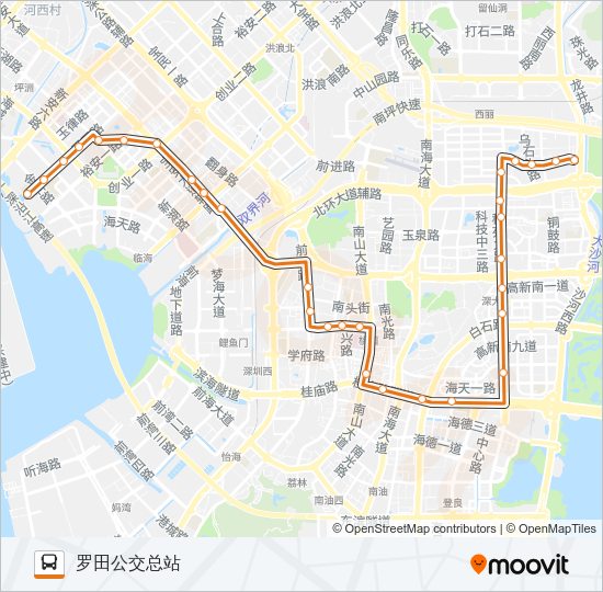 公交高峰专122号路的线路图
