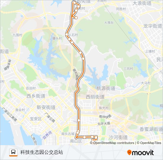 高峰专线165号 Bus Line Map