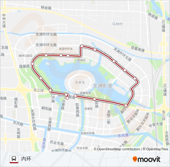 公交郑东新区自动驾驶一号内环路的线路图