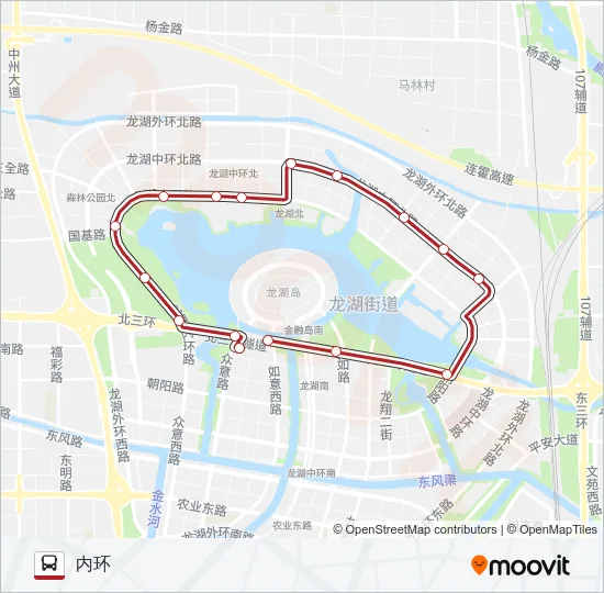 公交郑东新区自动驾驶一号内环路的线路图