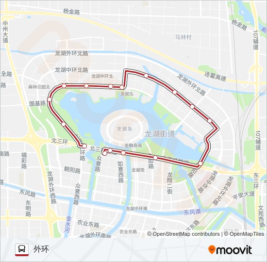 郑东新区自动驾驶一号线外环 Bus Line Map