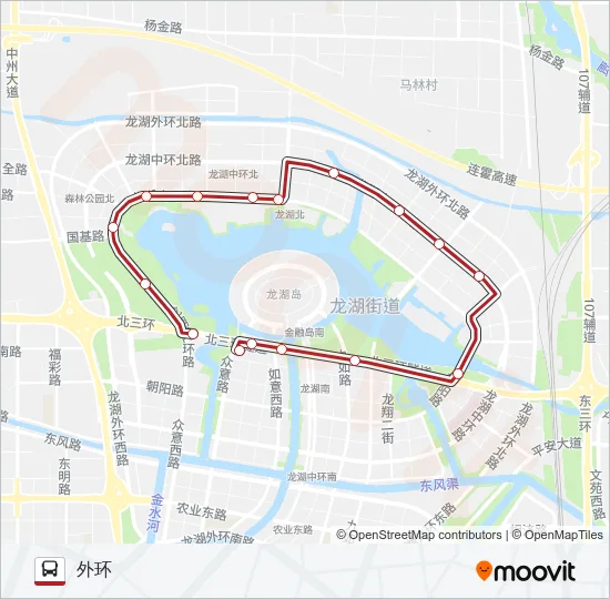 公交郑东新区自动驾驶一号外环路的线路图