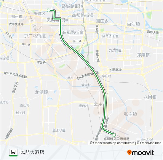 公交机场巴士1路的线路图
