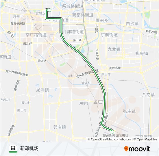 公交机场巴士1路的线路图