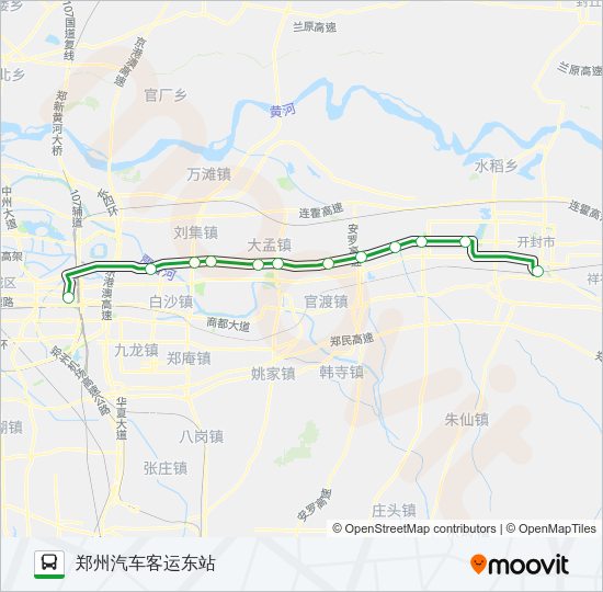 公交郑汴城际公交101路的线路图