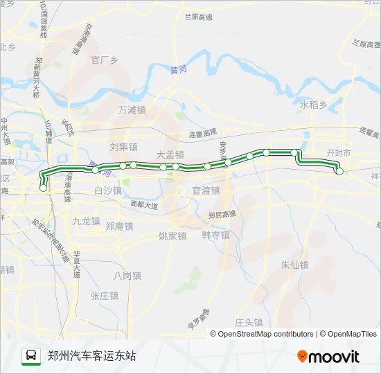 郑汴城际公交101路 Bus Line Map
