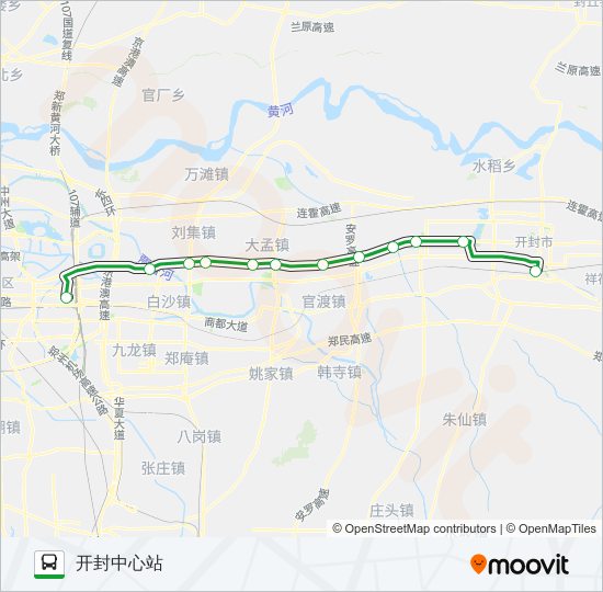 公交郑汴城际公交101路的线路图