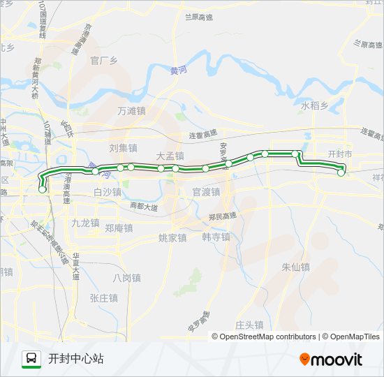 郑汴城际公交101路路线:日程,站点和地图