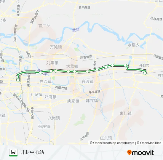 公交郑汴城际公交101路的线路图