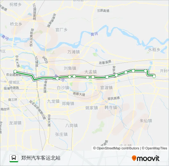 郑汴城际公交102路 Bus Line Map