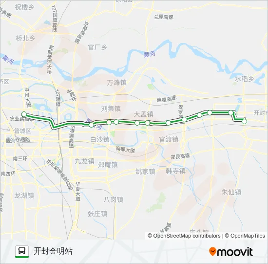 郑汴城际公交102路 Bus Line Map