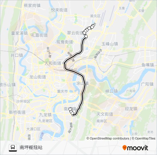 613路路线:日程,站点和地图-南坪枢纽站