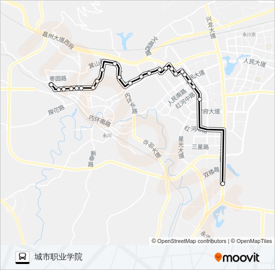 公交永川107路的线路图