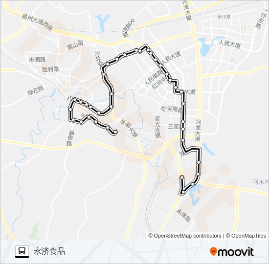 公交永川108路的线路图