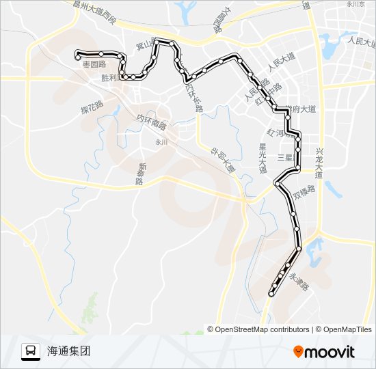 公交永川115路的线路图