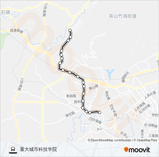 公交永川201路的线路图