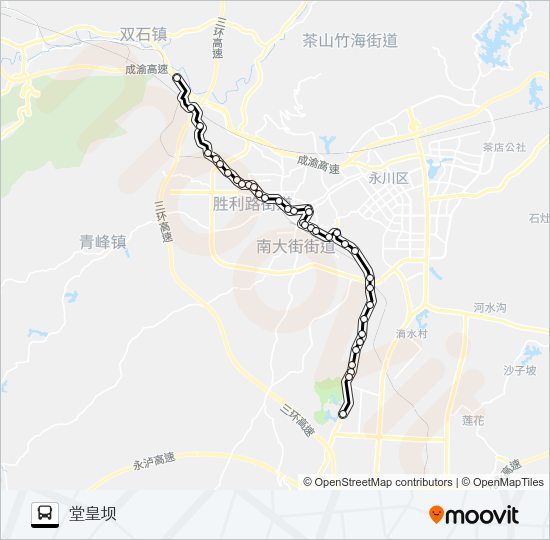 公交永川203路的线路图