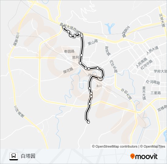 公交永川205路的线路图