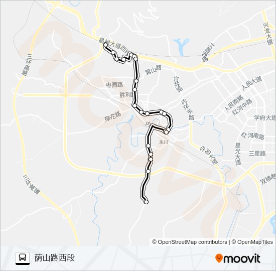 公交永川205路的线路图