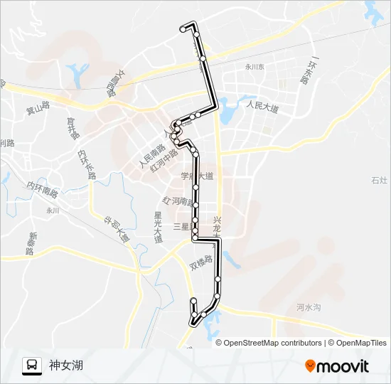 公交永川302路的线路图