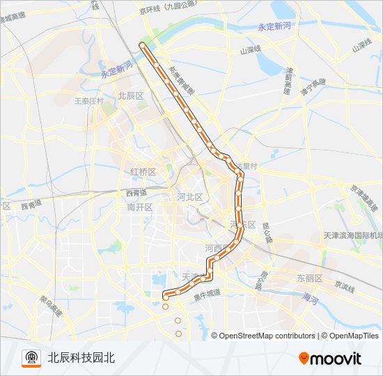 地铁5号路的线路图