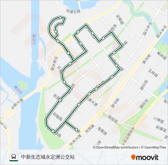 公交中新生态城1号外环路的线路图