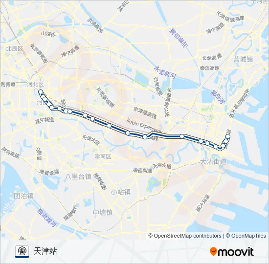 9号线 (津滨轻轨) Metro Line Map