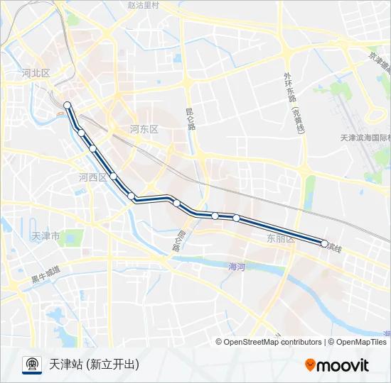 9号线 (津滨轻轨) Metro Line Map