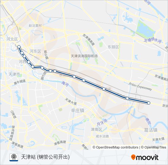 地铁9号 (津滨轻轨)路的线路图