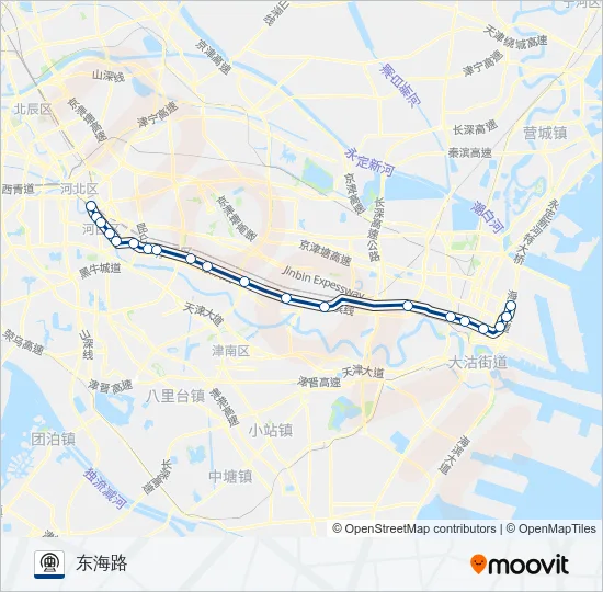 9号线 (津滨轻轨) Metro Line Map