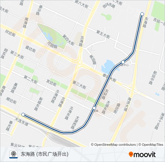 地铁9号 (津滨轻轨)路的线路图