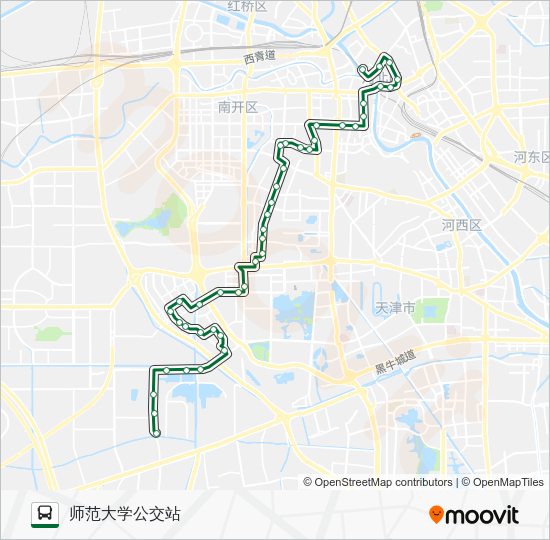 849路路线 日程 站点和地图 师范大学公交站 更新