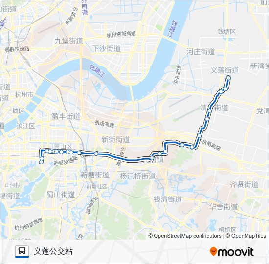 734路路线:日程,站点和地图-义蓬公交站