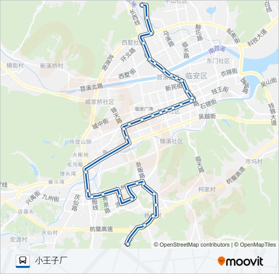 公交临安3路的线路图