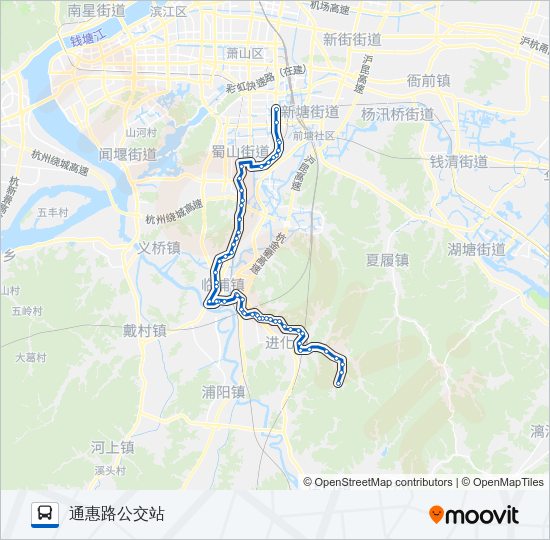 公交735定时班路的线路图