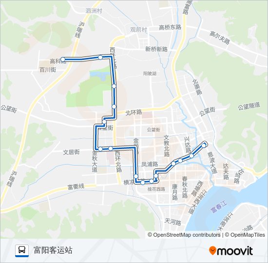 公交富阳502路的线路图